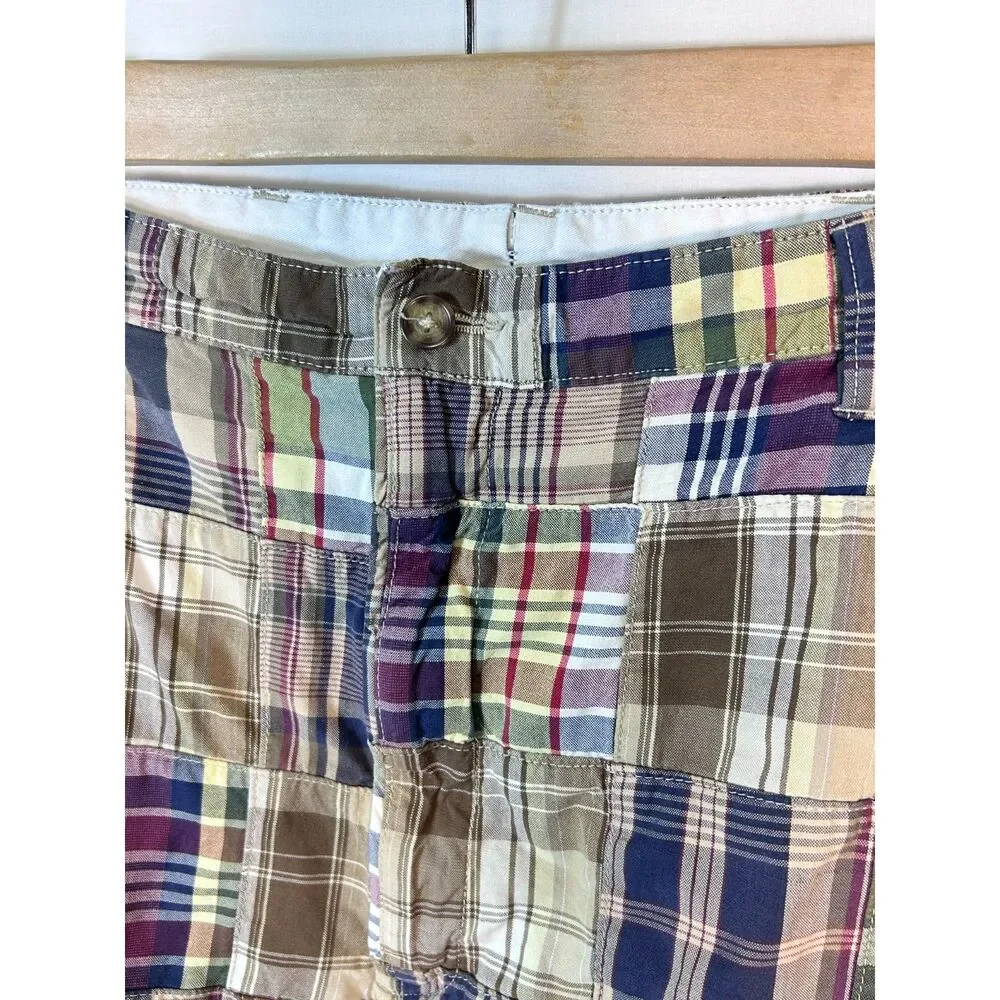 Jos. A. Bank Men's Multicolored Patchwork Madras Plaid Flat Front Shorts Size 38